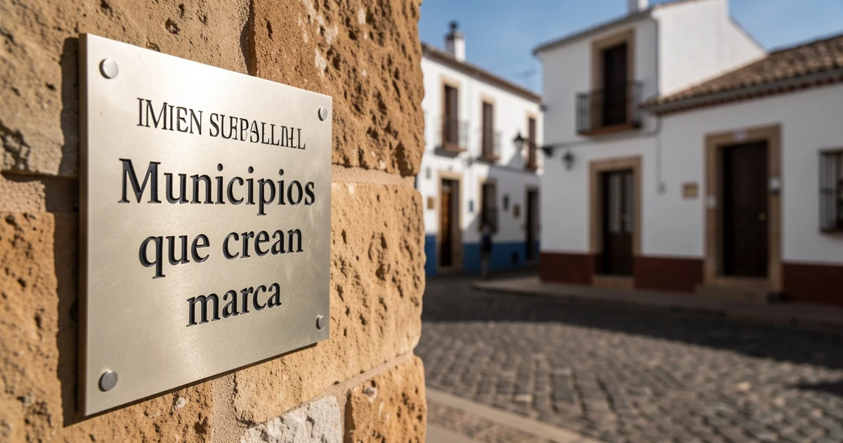 Commemorative plaque of the Municipalities that Create Brand award at the entrance of Archidona Town Hall
