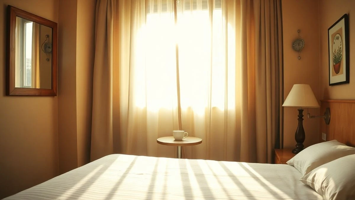 Imagen ilustrativa: habitación de hotel con luz de ventana lateral