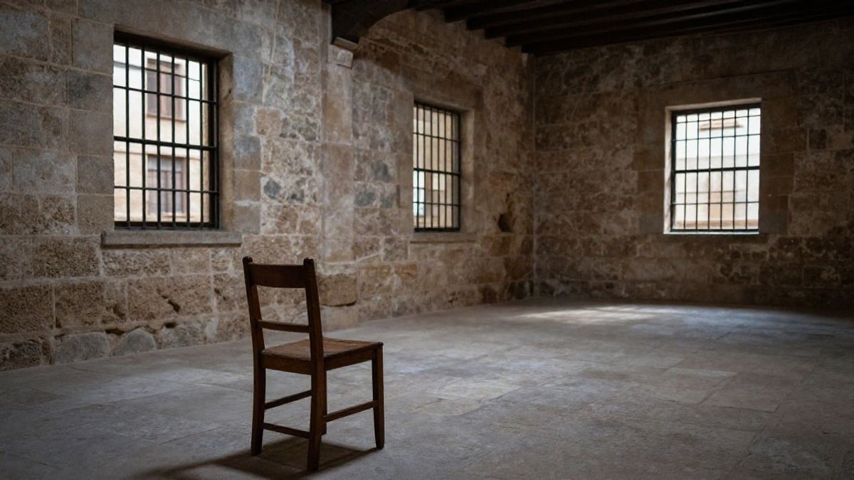 Imagen ilustrativa: patio interior de una antigua prisión con luz lateral de ventana