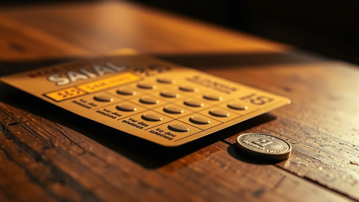 Imagen ilustrativa: un rasca dorado sobre una mesa de madera con una moneda al lado, iluminación dramática.