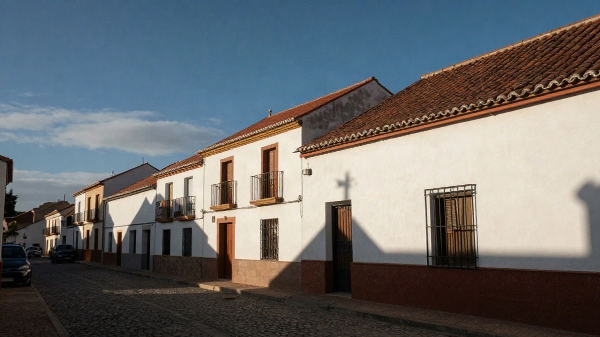 Illustrative image: white houses of an Andalusian village with tiled roofs under a blue sky