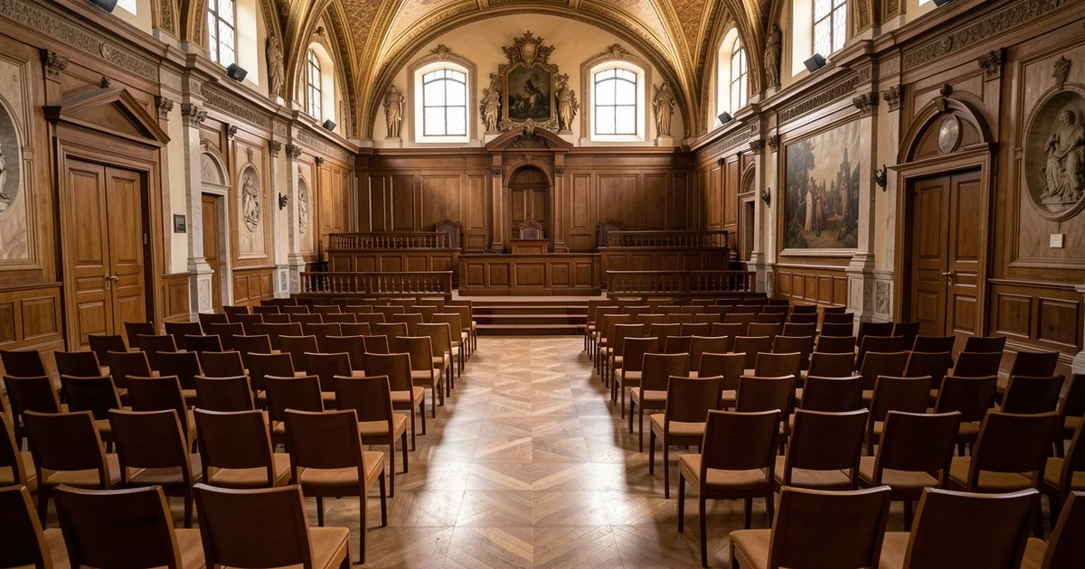 Empty local government meeting room in Spain