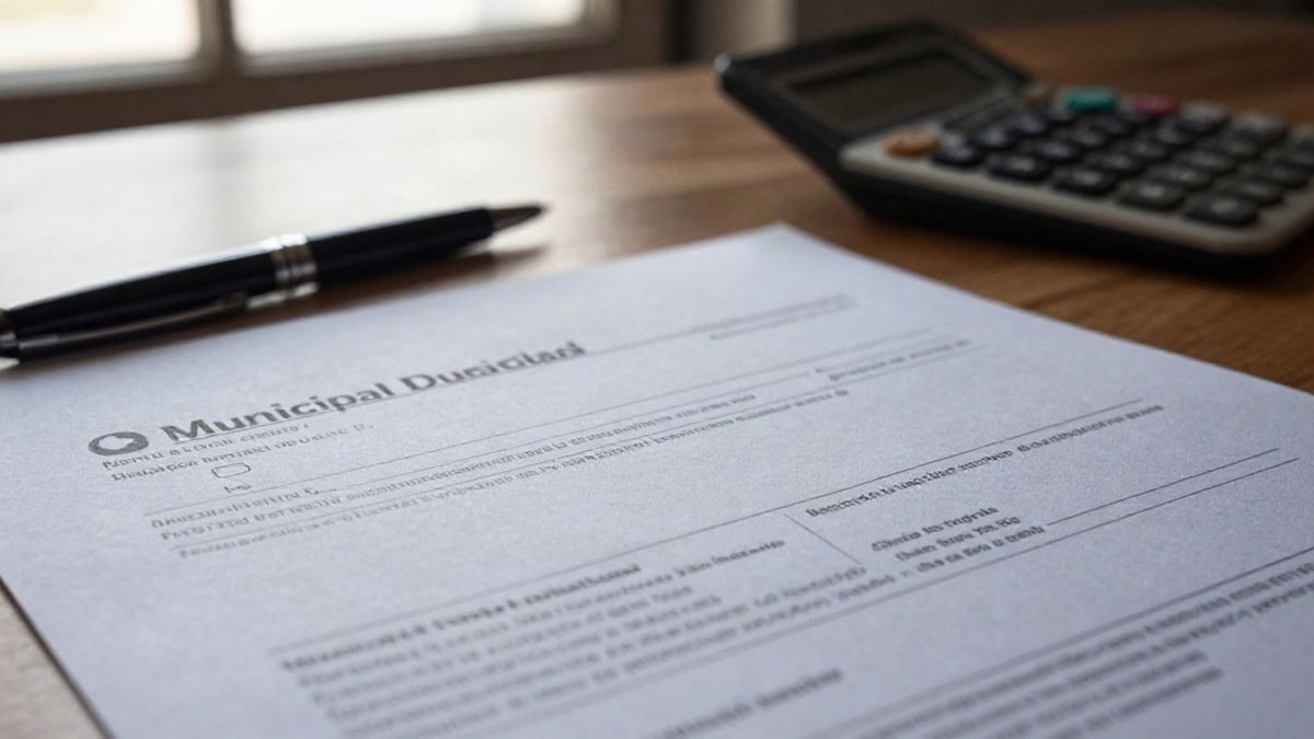 Illustrative image: detail of an official document and a calculator on a wooden table