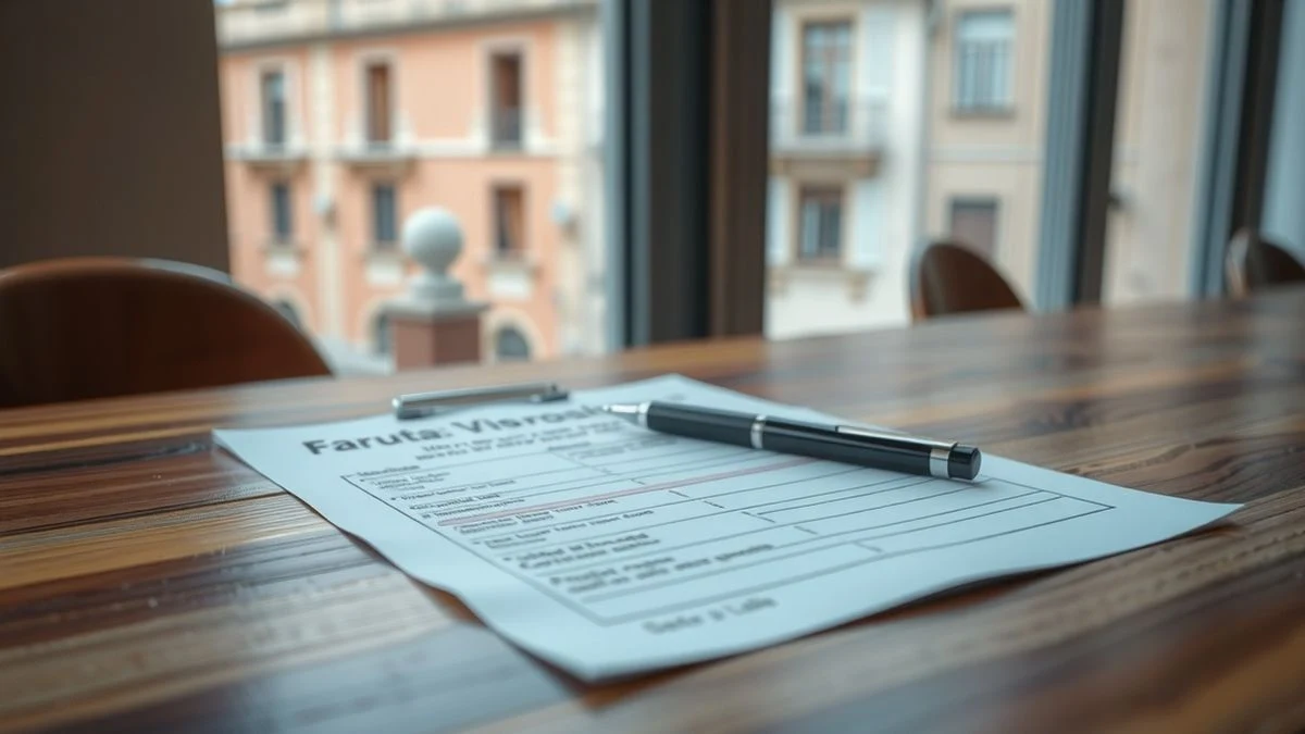Illustrative image: a complaint form on a wooden table with a pen, blurred background of a generic town hall building.