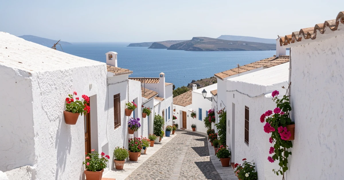 Vista de Frigiliana, pueblo blanco de la Axarquía malagueña