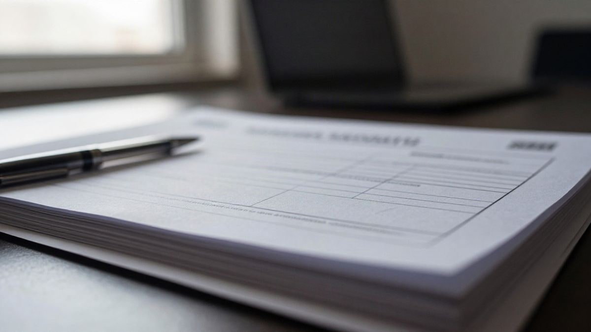 Imagen ilustrativa: primer plano de formularios de empleo en blanco y un bolígrafo sobre una mesa de oficina