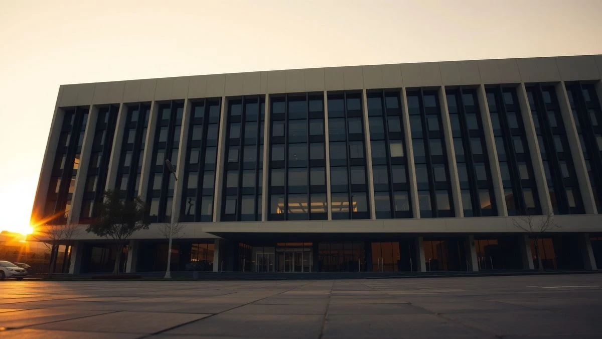 Municipal building in Torremolinos with a sky background at sunset