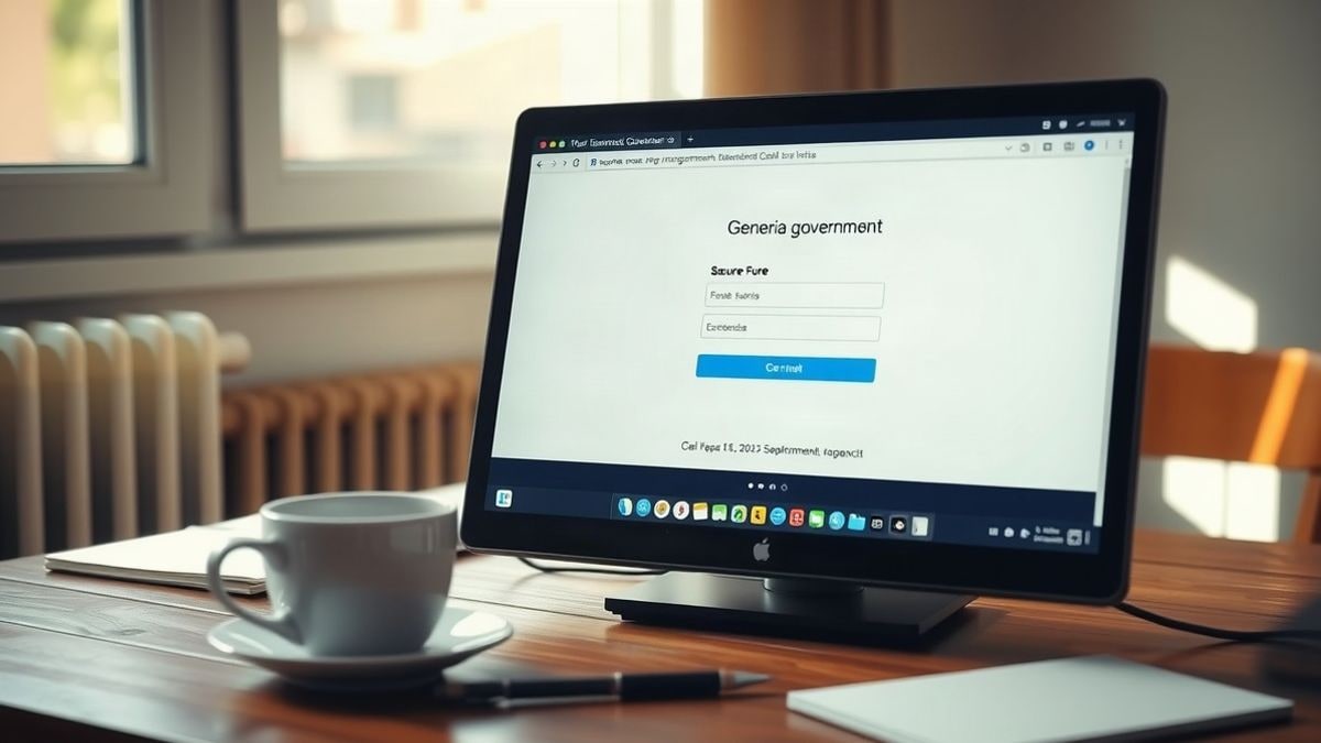 Imagen ilustrativa: pantalla de ordenador con un formulario de acceso a un portal administrativo genérico
