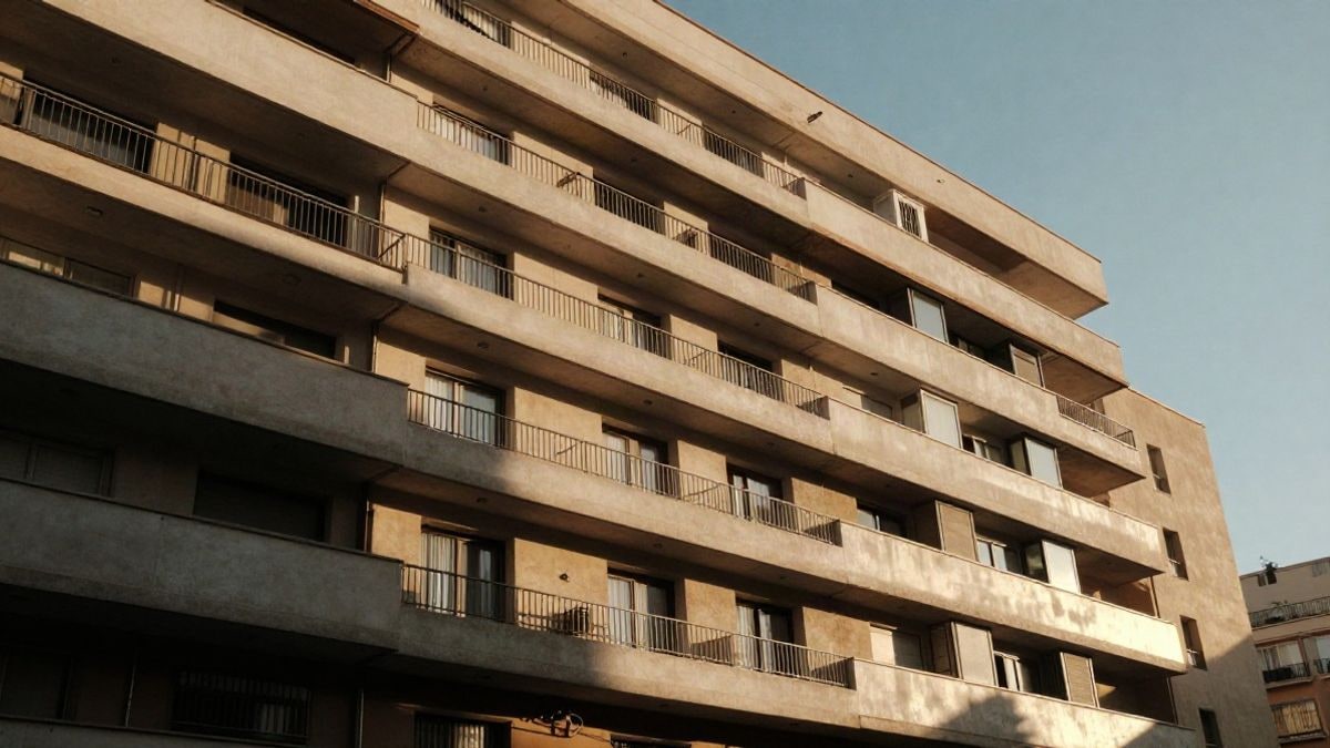 Imagen ilustrativa: fachada de un edificio residencial moderno con balcones y luz de atardecer