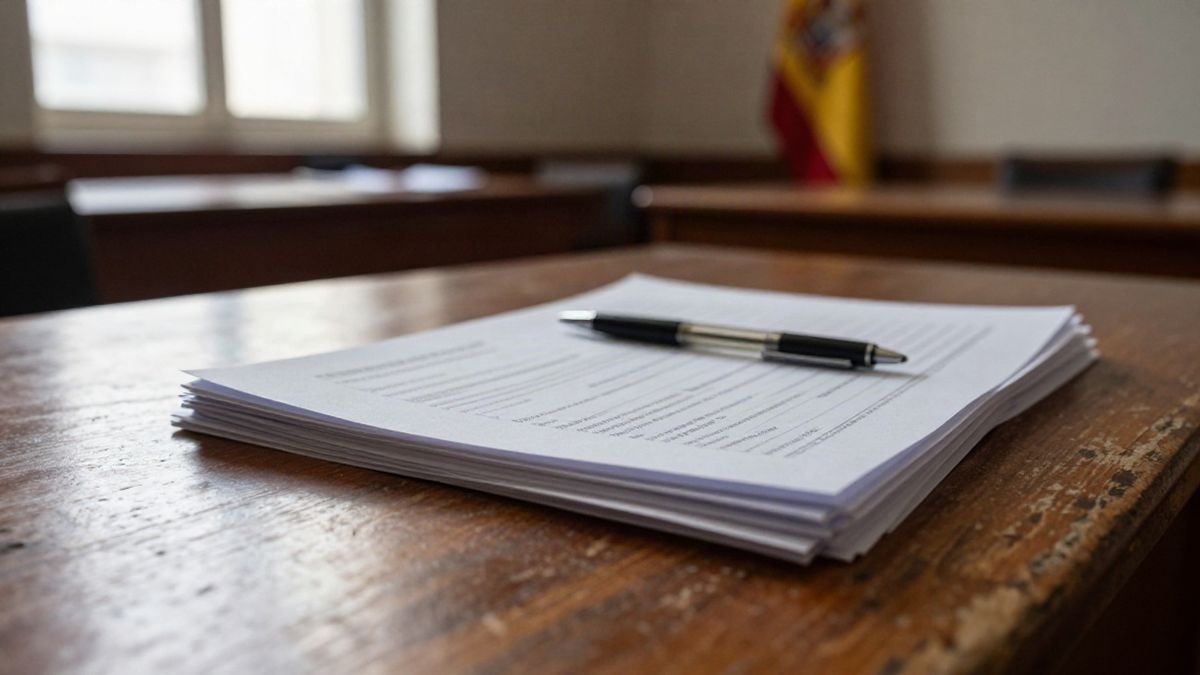 Imagen ilustrativa: detalle de una mesa de despacho con documentos y un bolígrafo bajo luz natural