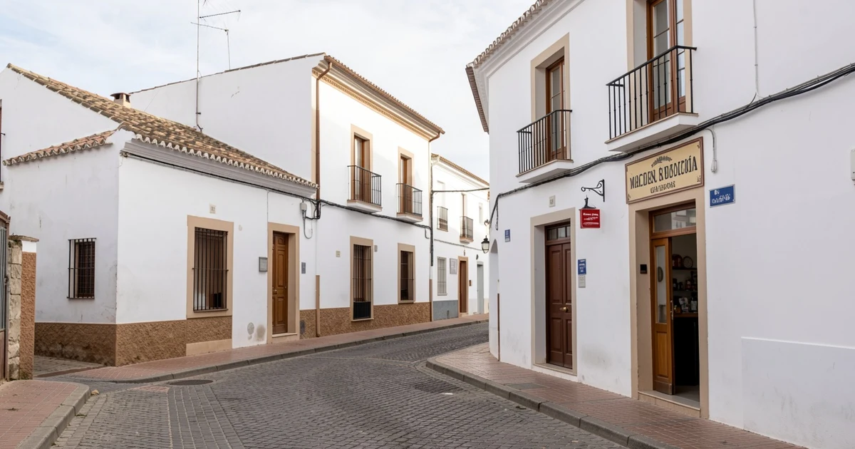 Facade of Frigiliana Town Hall and a nearby bar during the Civil Guard investigation