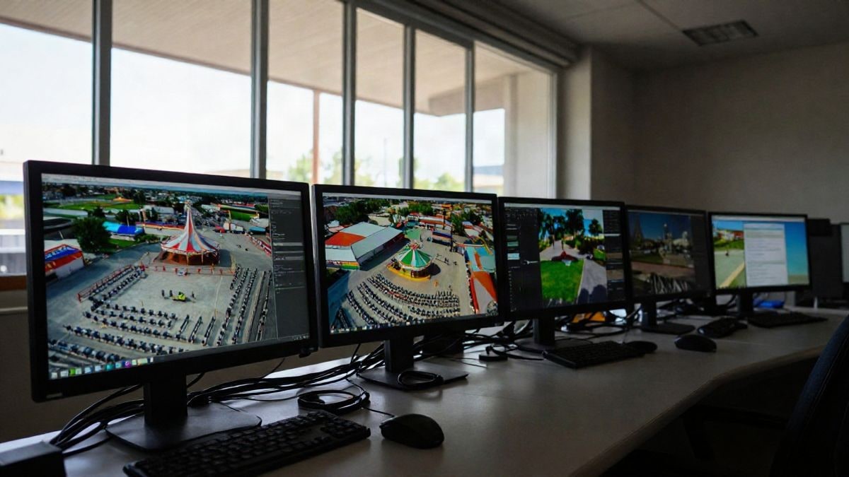 Imagen ilustrativa: sala de control con monitores y equipos de comunicación junto a una ventana lateral