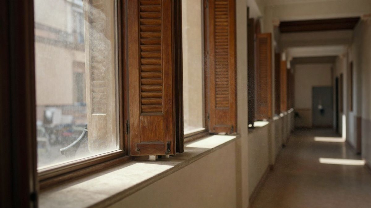 Illustrative image: empty office counter in a renovated historic building, with natural light coming through a window