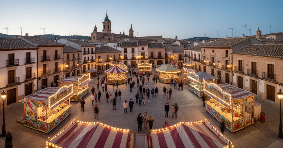 Alhaurín el Grande May Fair scene with festive decorations and crowd enjoying outdoor event