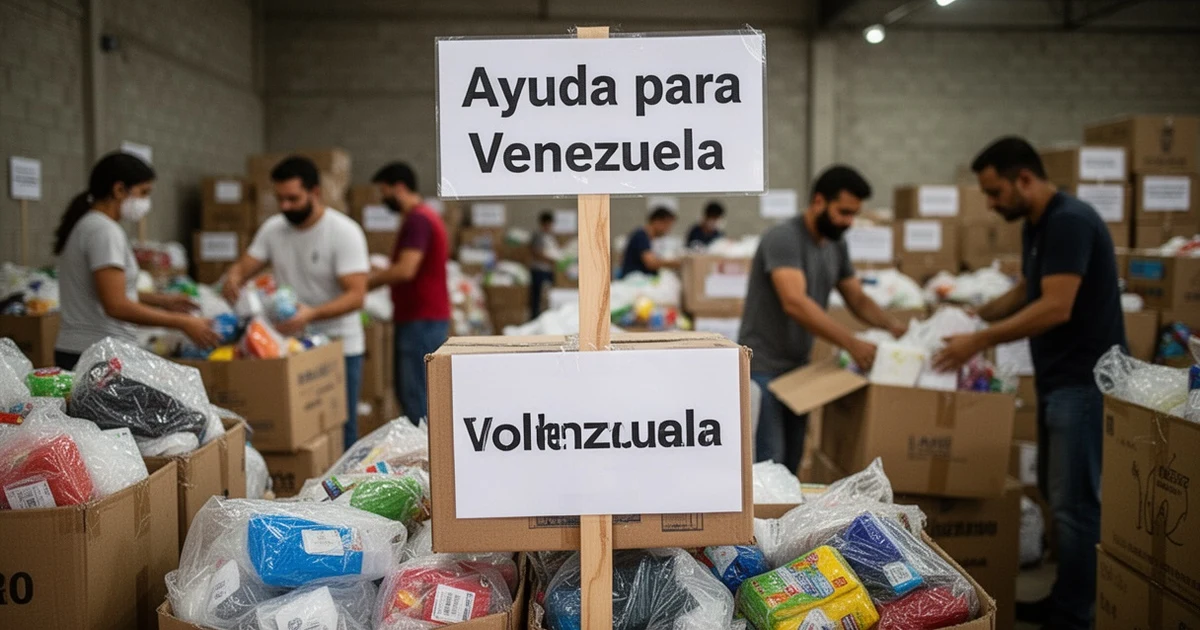 Donation collection point at Torremolinos town hall for Venezuela earthquake relief