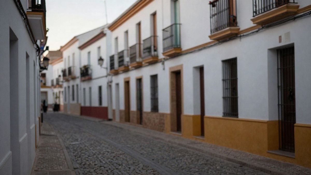 Imagen ilustrativa: calle peatonal estrecha de un municipio mediterráneo con adoquines y edificios bajos