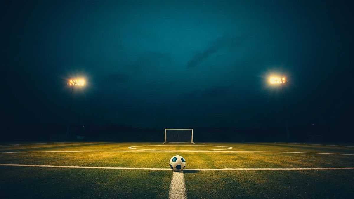 Imagen ilustrativa: un campo de fútbol al atardecer con grupos de personas reunidas en el césped, sin rostros reconocibles