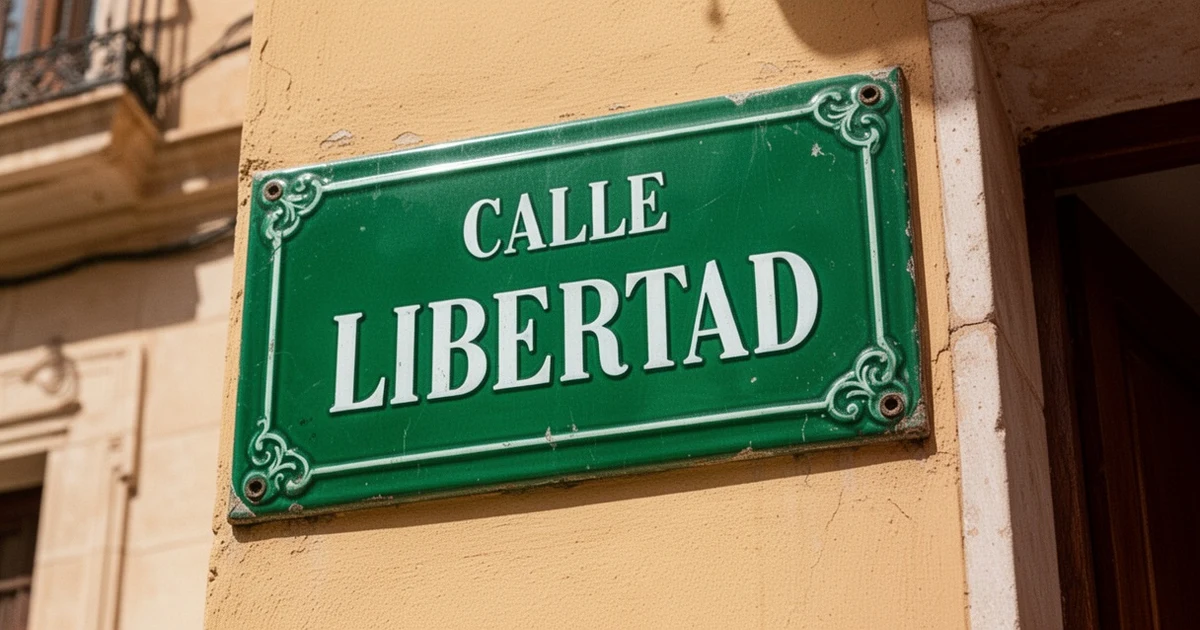 Cartel de la calle Libertad en Málaga durante el Día del Orgullo