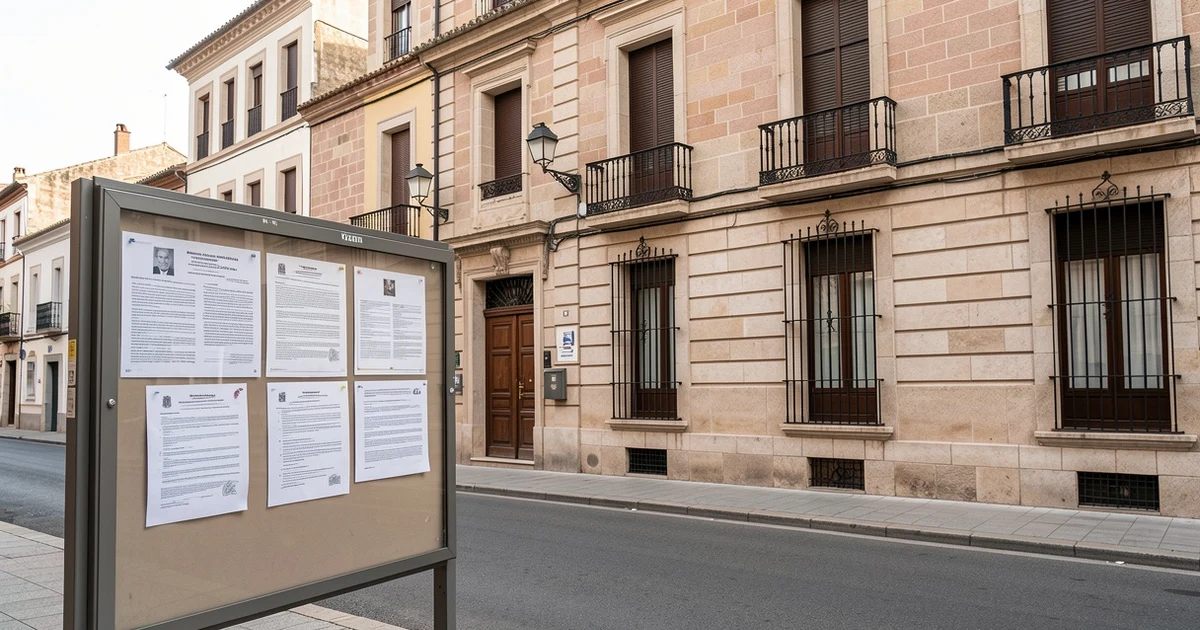 Facade of Málaga City Council with notice board