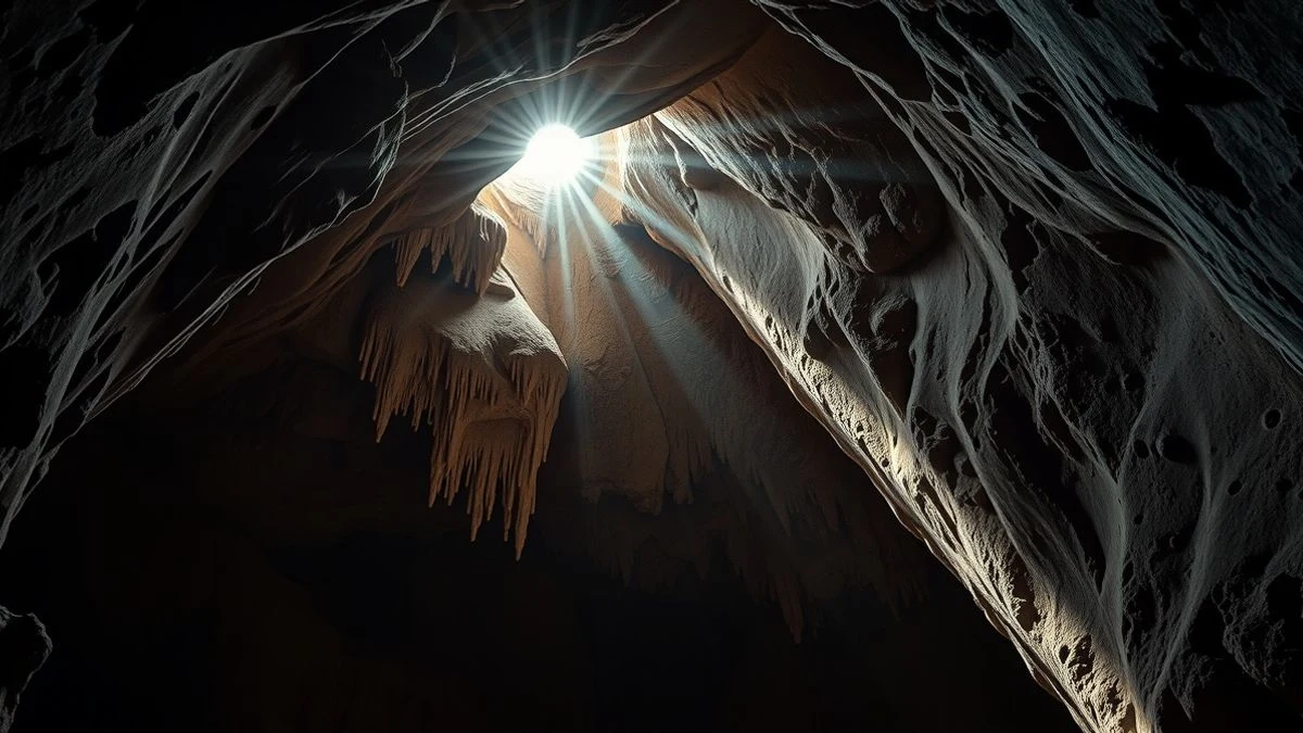 Entrada de la Cueva de Nerja con formaciones rocosas y luz natural