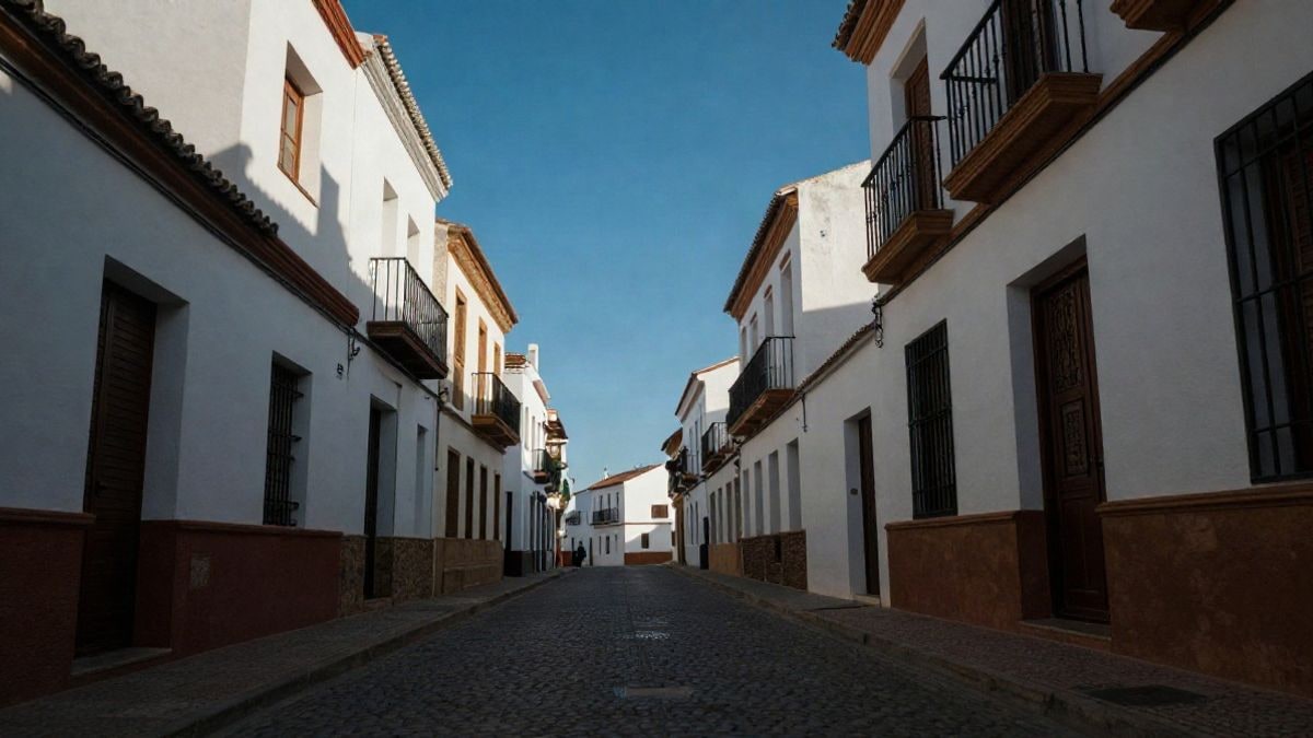Illustrative image: street of a coastal village with whitewashed buildings and clear sky