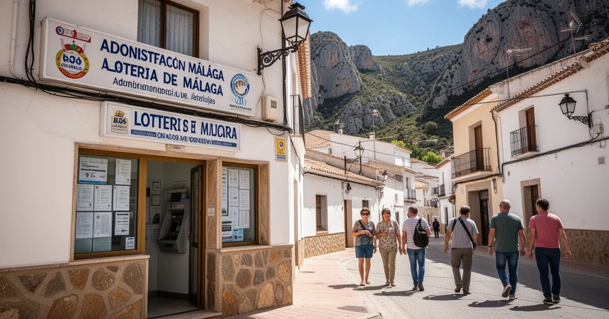 Calle Real de Ardales con la administración de lotería donde se vendió el boleto premiado
