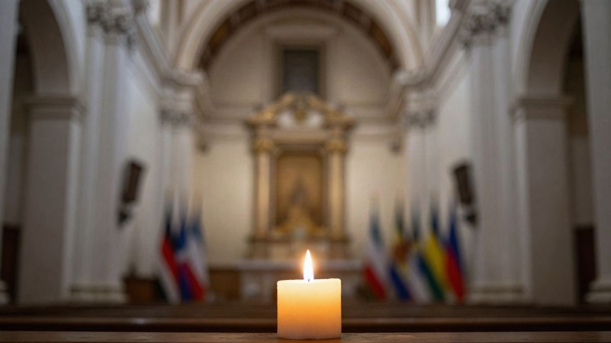 Imagen ilustrativa: fragmento de un antiguo velo religioso enmarcado bajo cristal sobre una mesa de madera