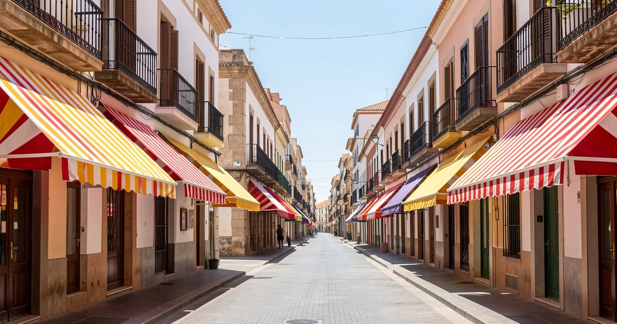 Colourful awnings on Calle Larios in Málaga for the Fair