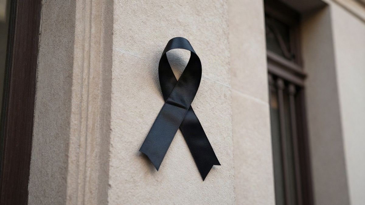Imagen ilustrativa: un crespón negro colocado en la fachada de un edificio público