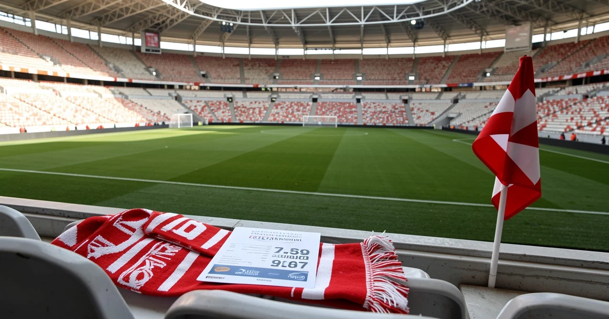 Estadio vacío con un abono y una bufanda sobre un asiento