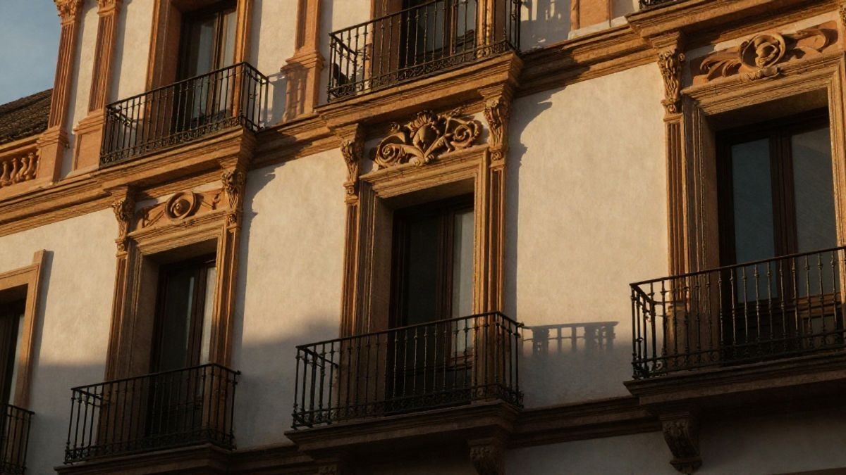 Imagen ilustrativa: fachada de un edificio municipal español con luz de atardecer