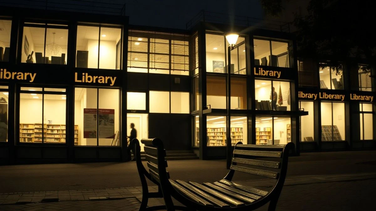 Night view of the San Zoilo Municipal Library in Antequera