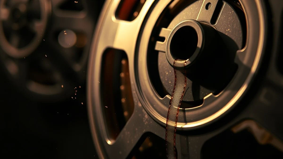Illustrative image: close-up of a 35 mm film reel with dramatic lighting