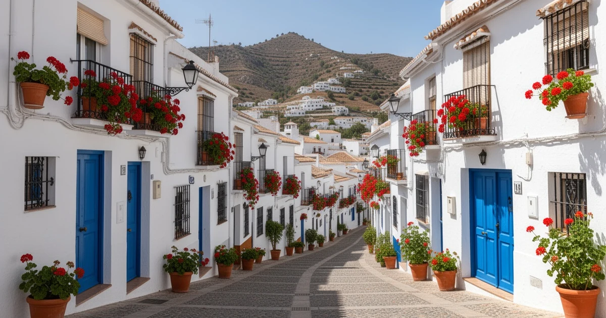 Vista panorámica de Frigiliana, pueblo blanco de la Axarquía malagueña