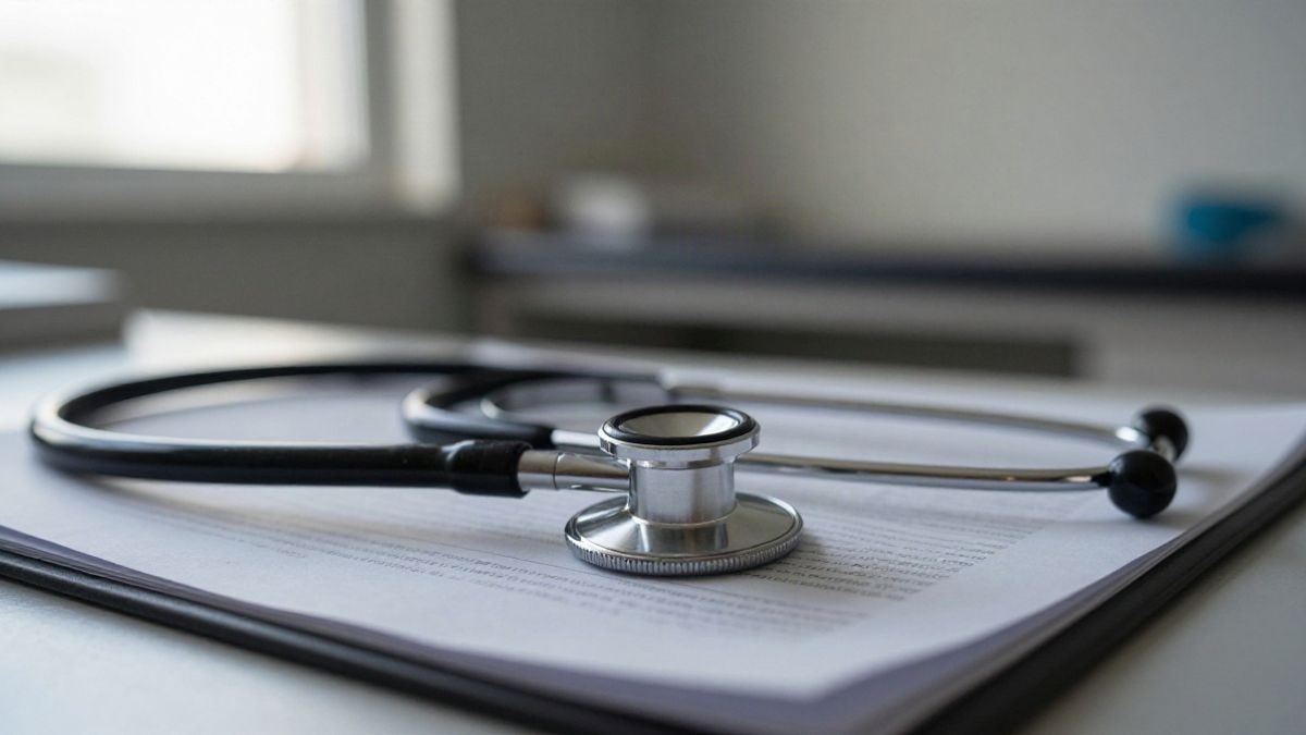 Imagen ilustrativa: primer plano de un estetoscopio sobre una historia clínica en una consulta médica