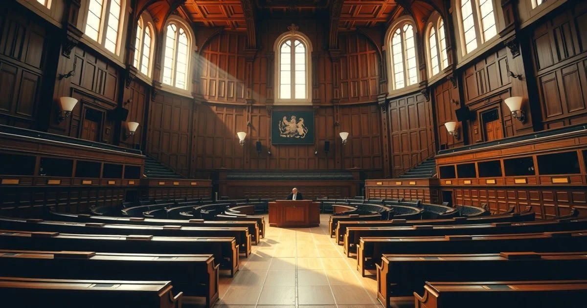 Empty plenary hall of the Málaga City Council with natural light