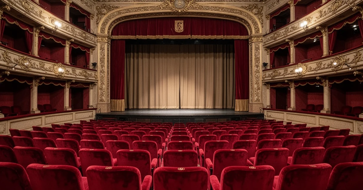 Interior del Teatro Lope de Vega con butacas y escenario vacío