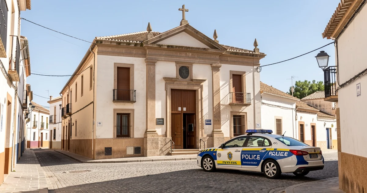 Fachada del juzgado de Torrox con un coche de la Guardia Civil aparcado