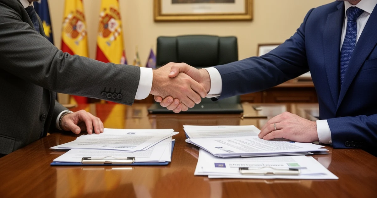 Handshake at signing ceremony for Málaga startup funding agreement