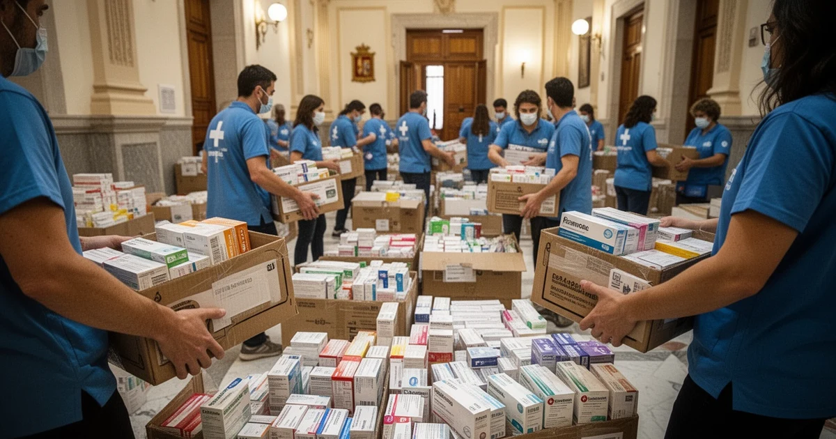 Recogida de material sanitario en el Centro Municipal de Recursos Participativos de Málaga.