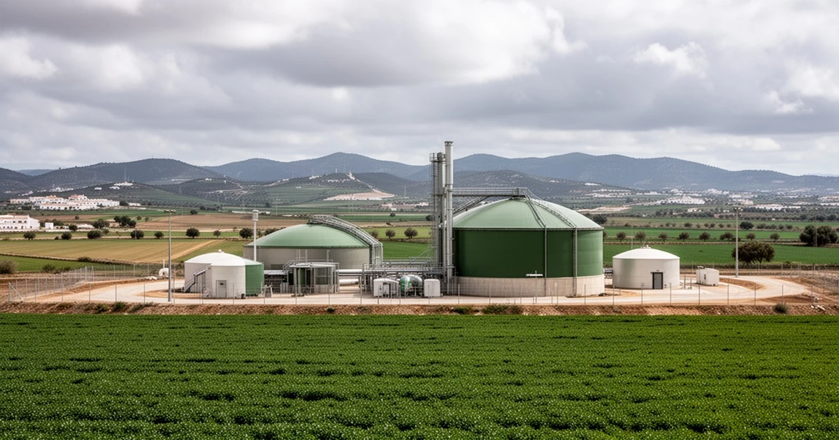 Biogas plant in rural Antequera landscape