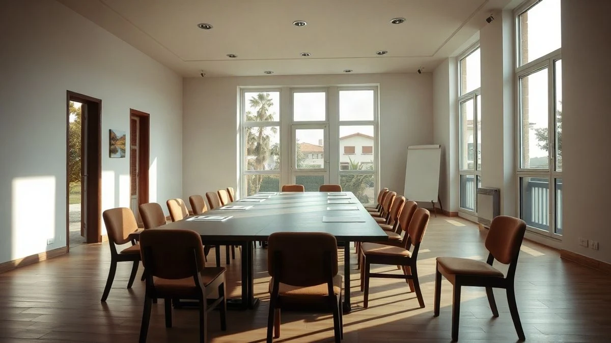 Illustrative image: empty meeting room in a residential community