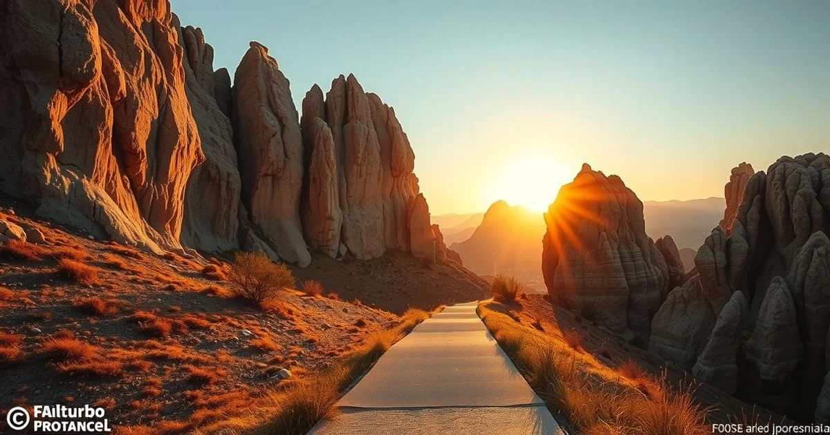 Landscape of the Torcal of Antequera at sunset with limestone rock formations
