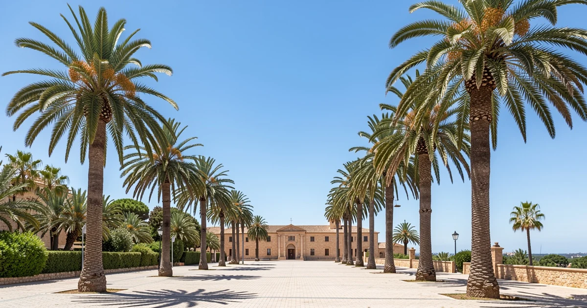 Cielo despejado en Málaga capital con palmeras