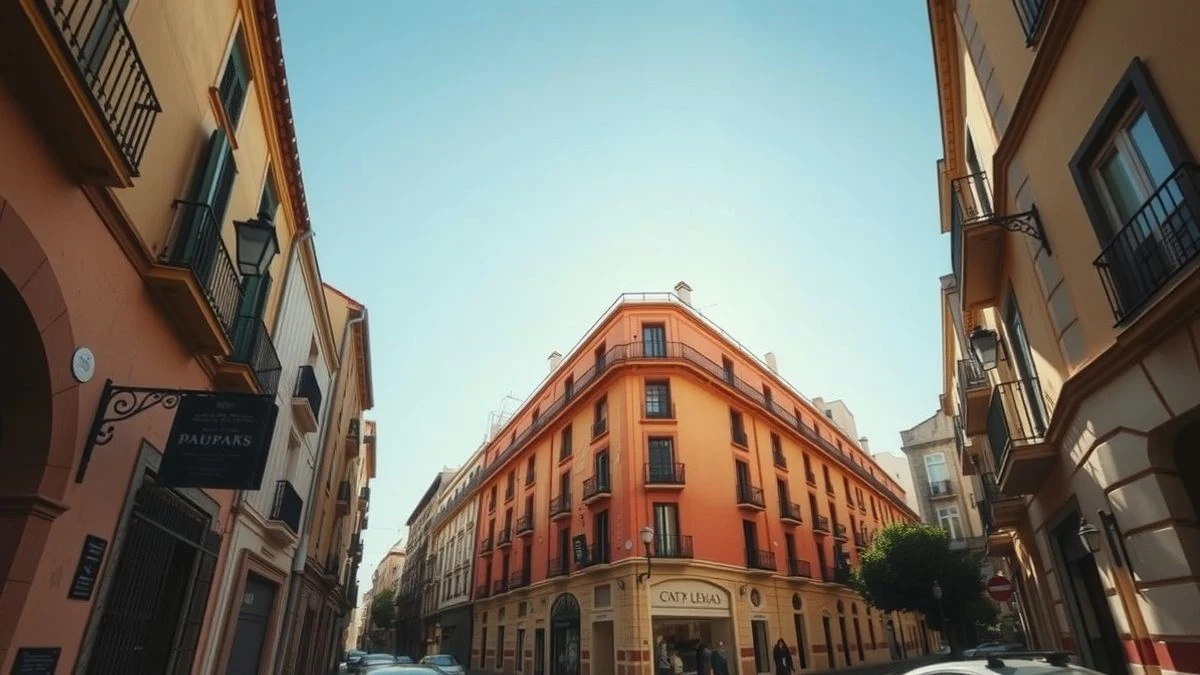 Imagen ilustrativa: calle soleada de una ciudad mediterránea con edificios blancos y cielo azul despejado