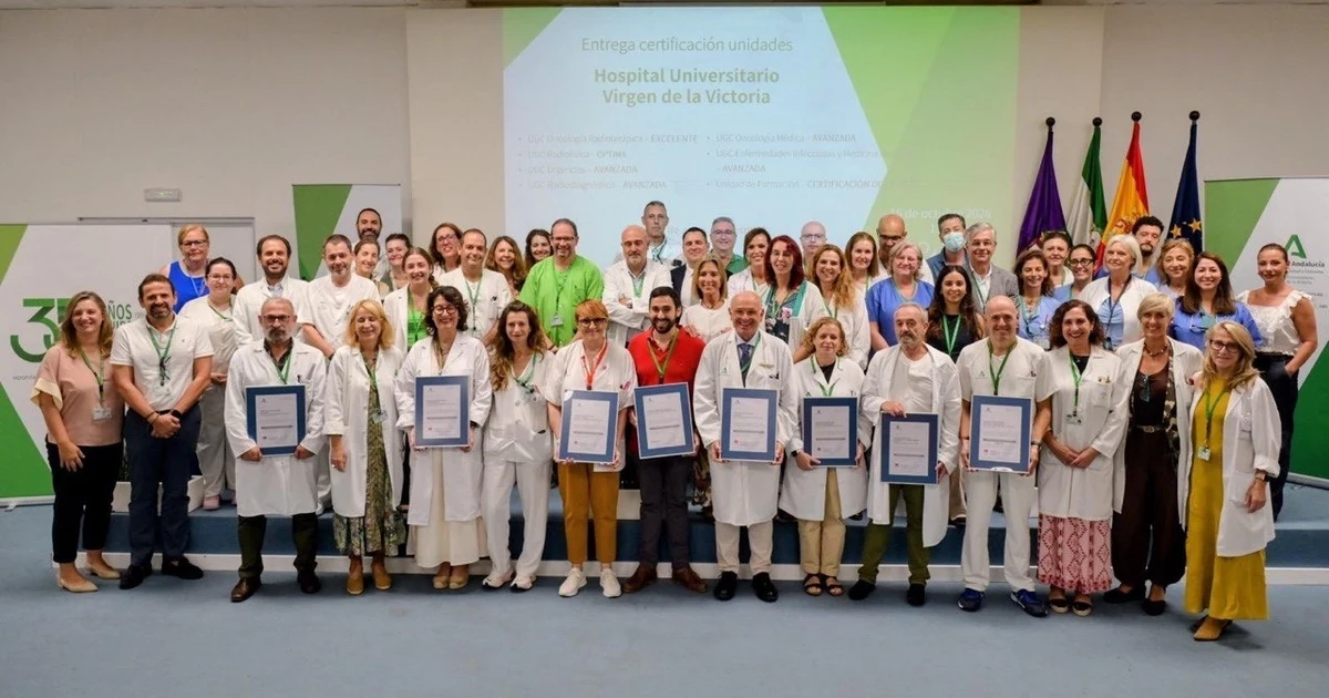 Siete unidades del Hospital Virgen de la Victoria de Málaga reciben certificación de calidad